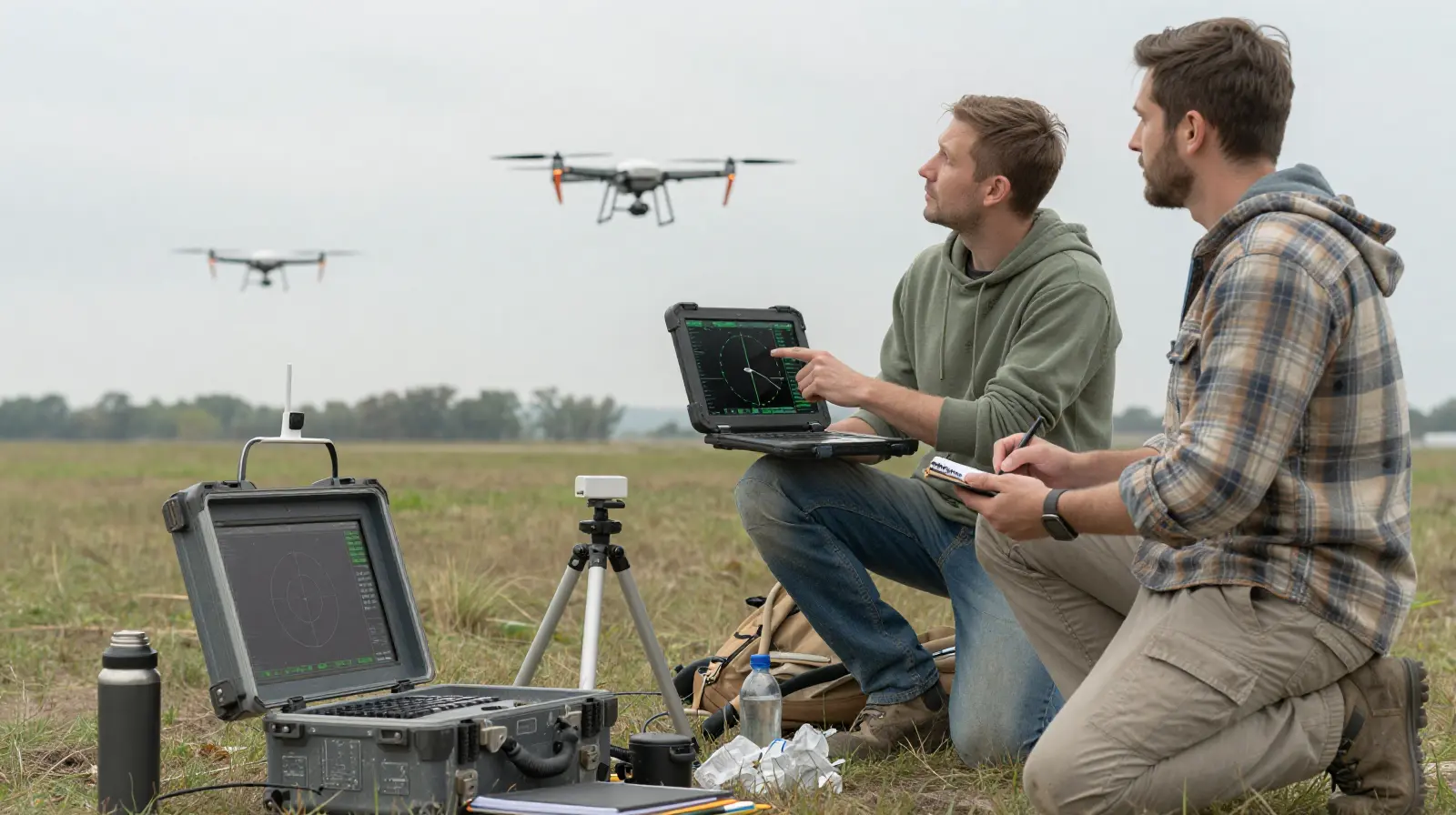 Testers analyze a UAV flight in automatic mode