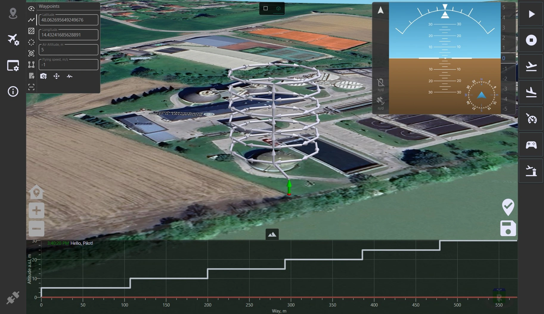 Demonstration of the silo inspection route in LOGOS GCS